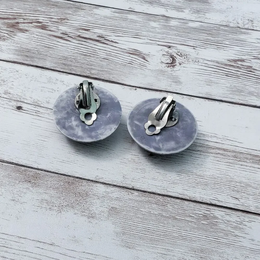 Vintage Clip On Earrings Unusual Domed Swirl Design 1.25